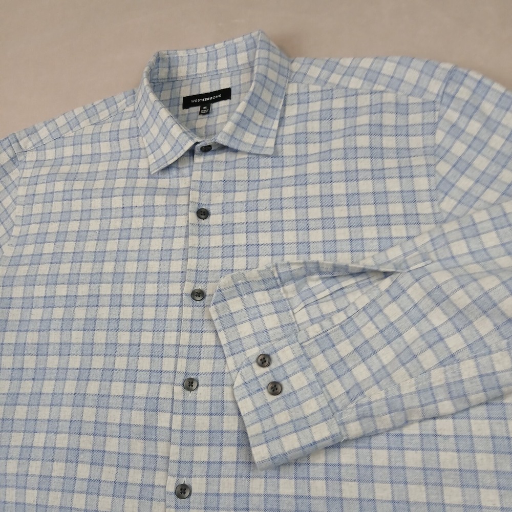 Westzeroone XL Mens Shirt Flannel Chambray Long‎ Sleeve Button Up